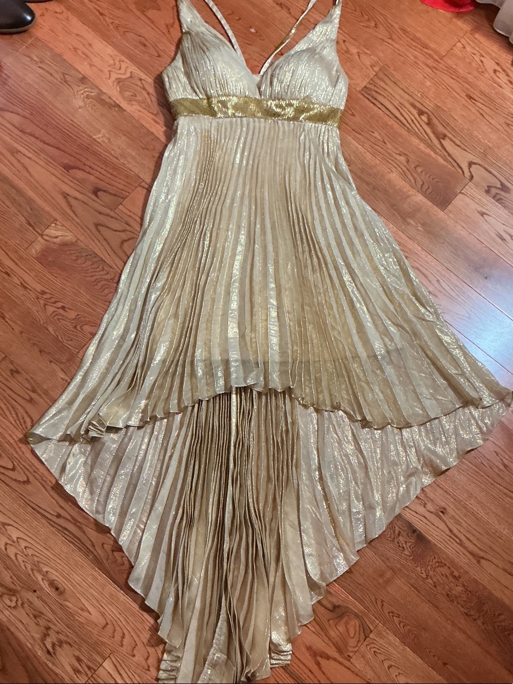 Sherri Hill Champagne Metallic Evening Dress